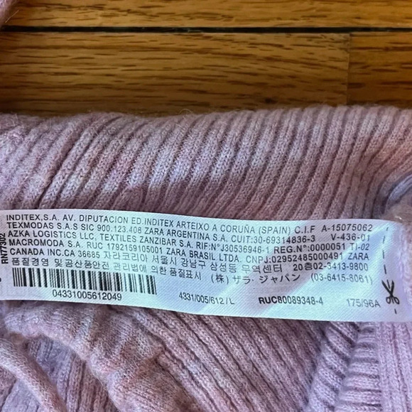 Zara Pink Ribbed Crew Neck Long Sleeve Sweater | Size Large (S/M)* - Picture 6 of 9